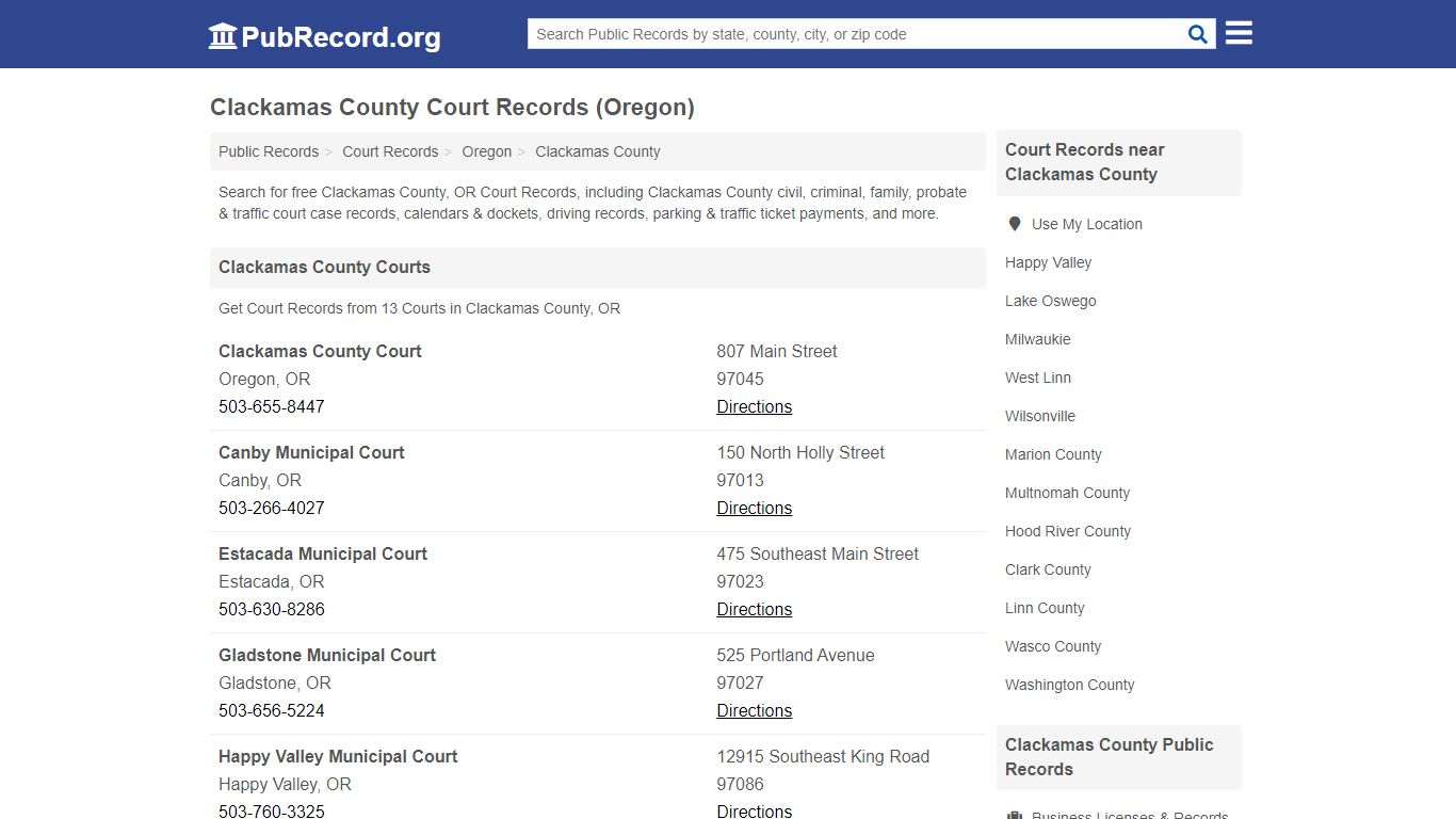 Clackamas County Court Records (Oregon) - PubRecord.org