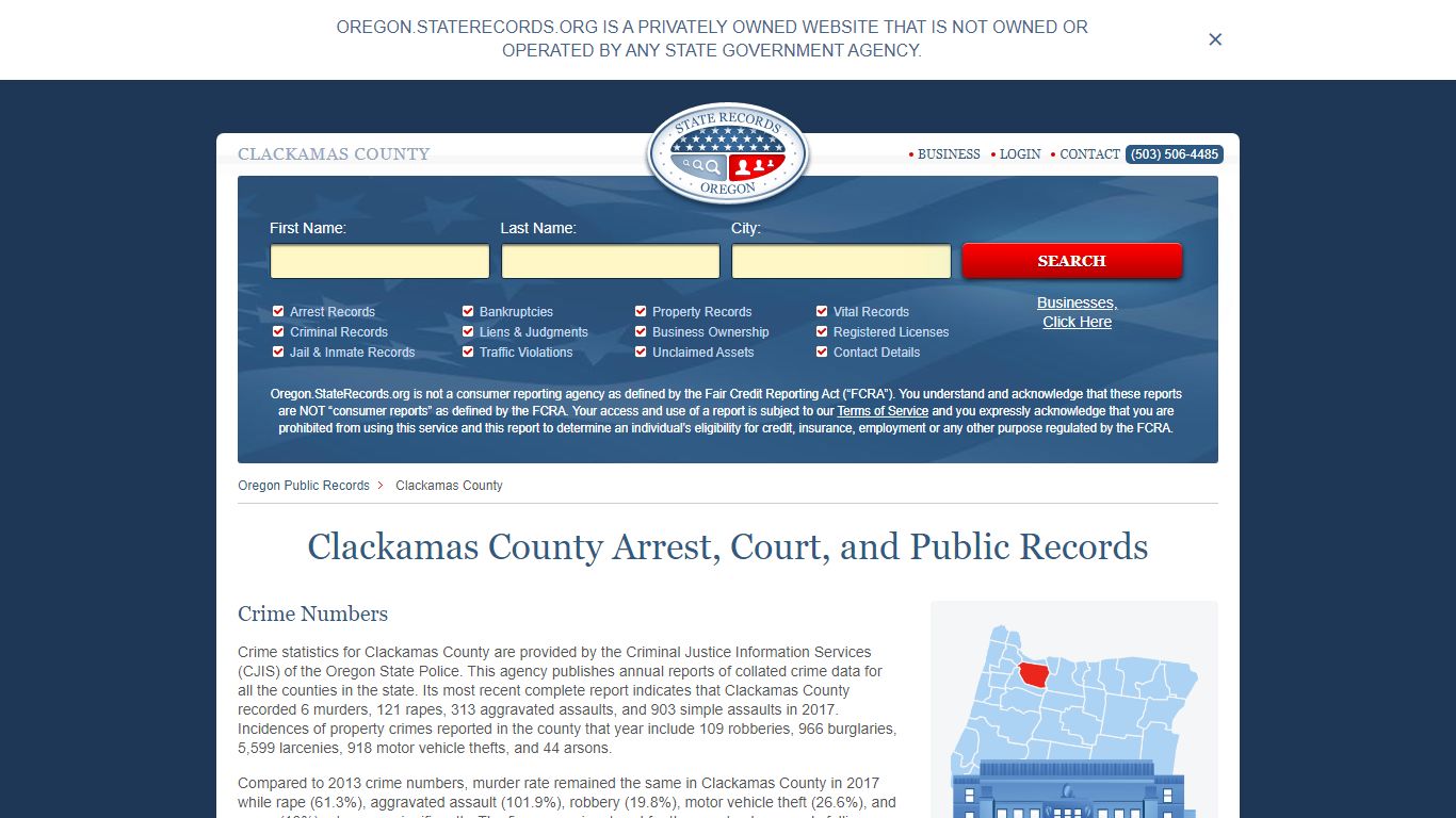 Clackamas County Arrest, Court, and Public Records