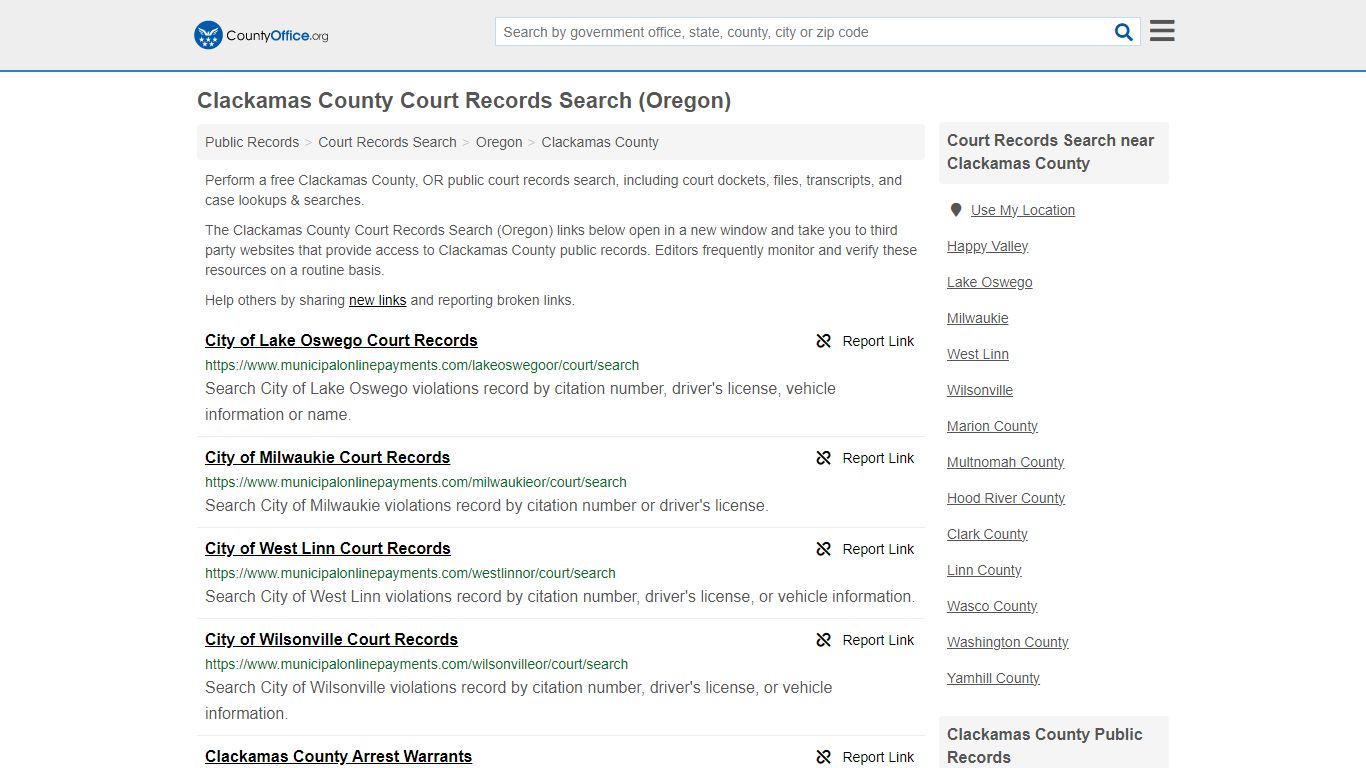 Court Records Search - Clackamas County, OR (Adoptions, Criminal, Child ...