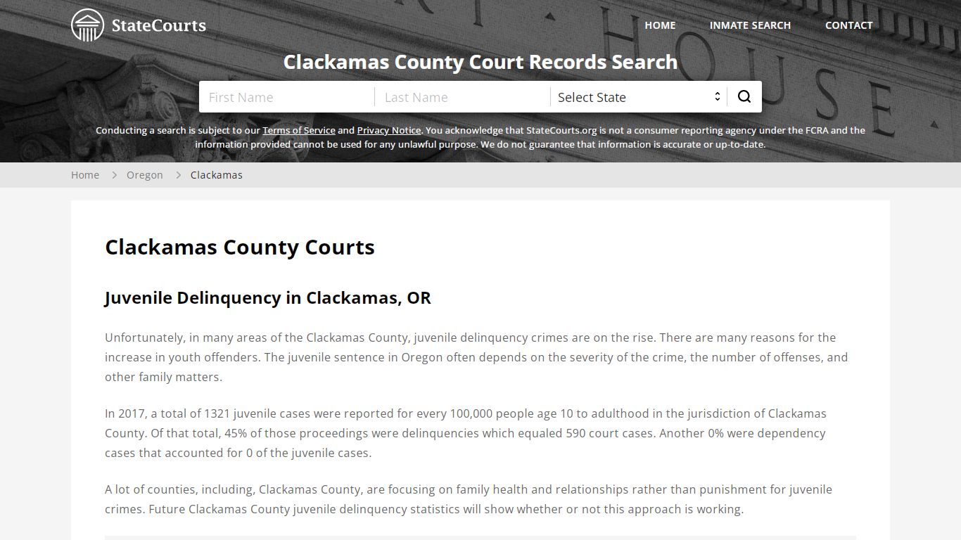 Clackamas County, OR Courts - Records & Cases - StateCourts